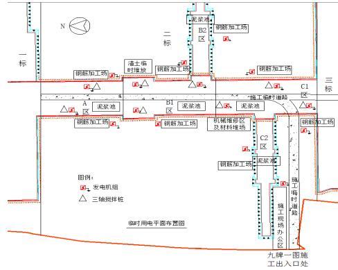 衡重式双排桩加大跨度栈桥支护基坑施工方案-施工临时用水用电