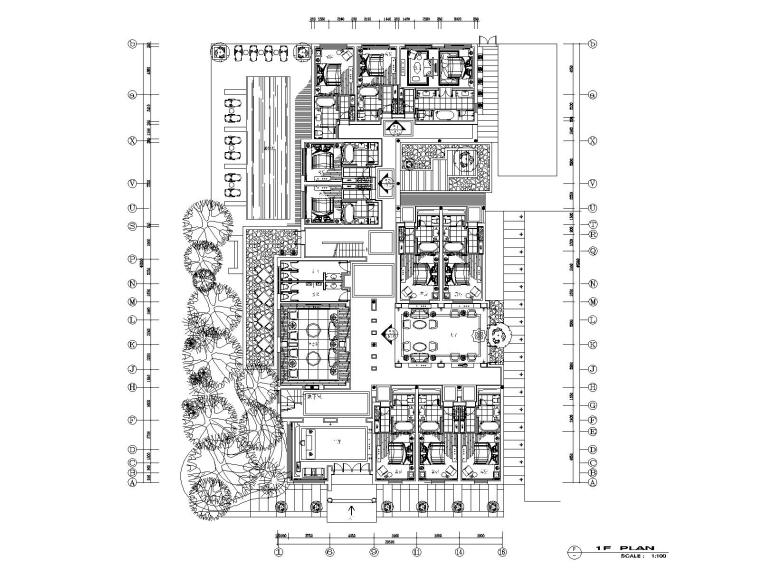 cad庭院平面布置资料下载-金螳螂丽江苏荷酒店施工图（带庭院景观）