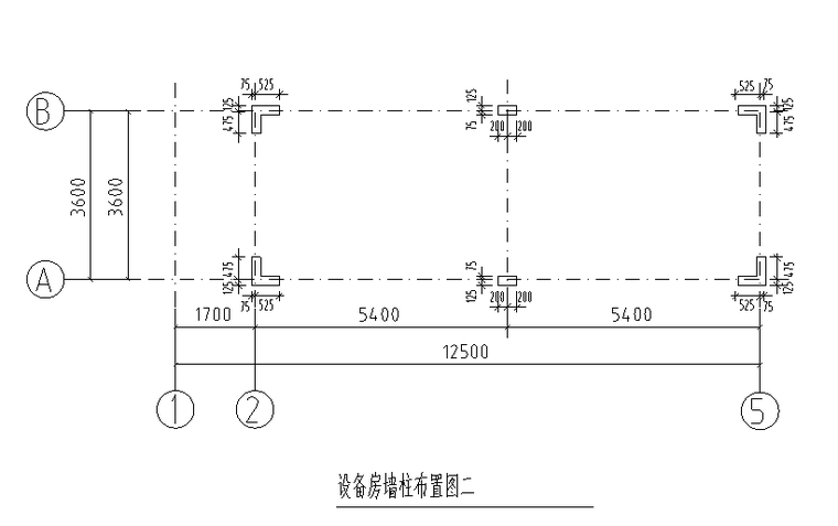 游客服务中心绿化及其附属工程图纸含清单-设备房墙柱布置图二