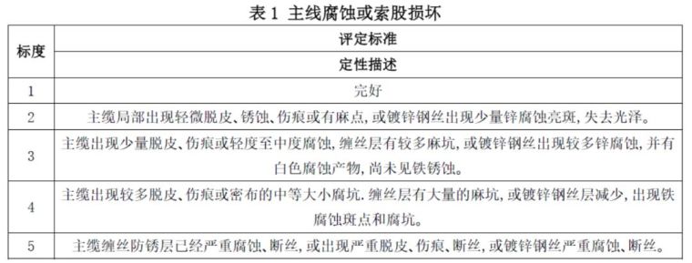 提升公路桥梁安全防护能力专项行动技术指南资料下载-国内与悬索桥主缆相关的养护评定标准