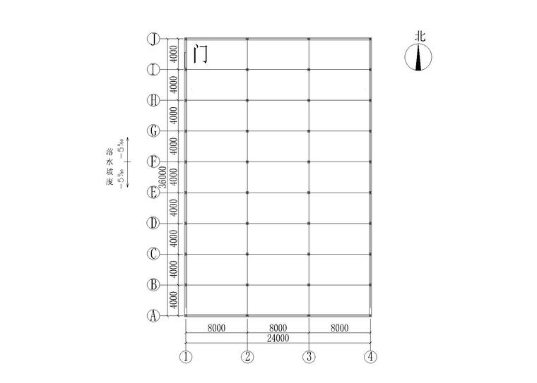 连栋大棚温室建筑方案图纸CAD-薄膜温室基础平面图