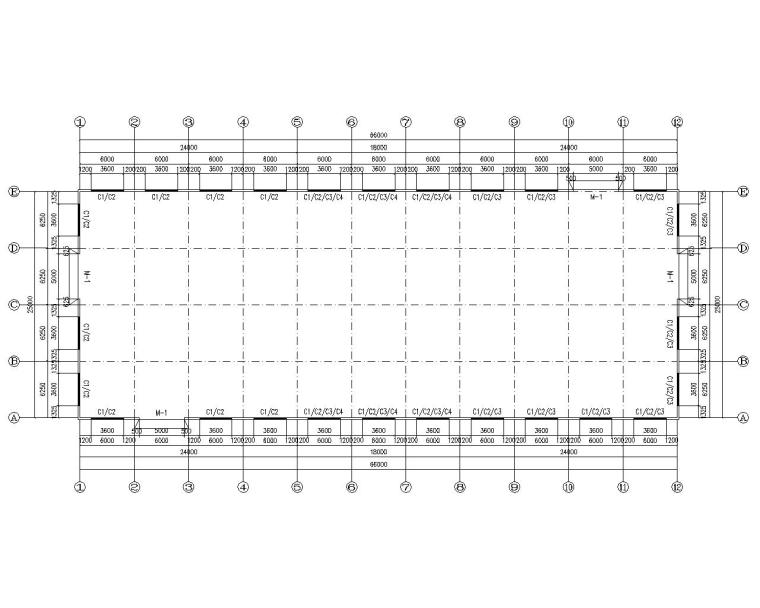 某多层钢结构厂房设计施工图（CAD）-建筑平面图