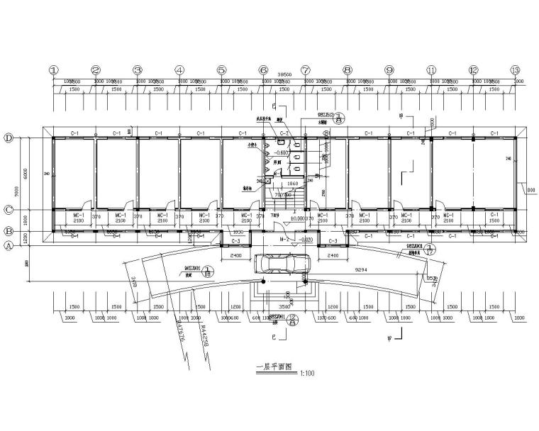砖混结构自建房结构图资料下载-二层办公楼砖混结构设计施工图（CAD）