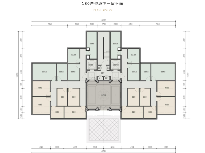 0元免费领！天津热电厂高层+办公+商业+住宅-天津热电厂高层+办公+商业+住宅方案设计-180户型地下一层平面