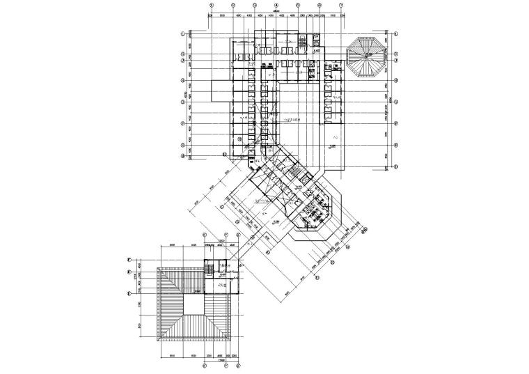 某护理式老年公寓建筑项目工程扩出图-三层平面图