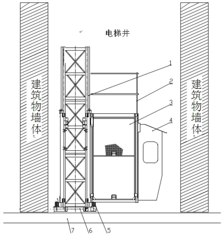 施工升降机附墙cad图资料下载-超高层退台式建筑升降机施工技术研究