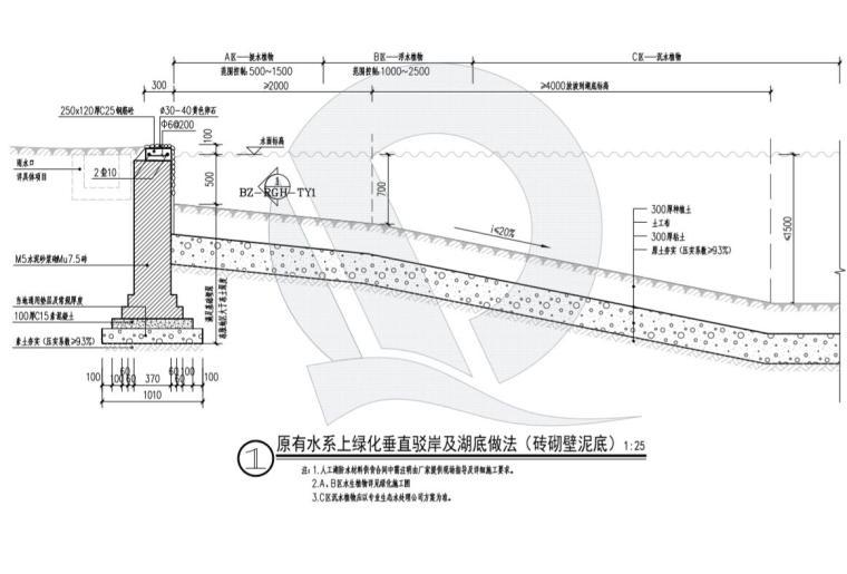 水系驳岸ppt资料下载-垂直驳岸--原有水系--泥底（6页）