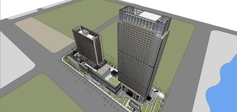 杭州知名地产酒店资料下载-杭州知名地产下沙酒店artdeco版建筑模型