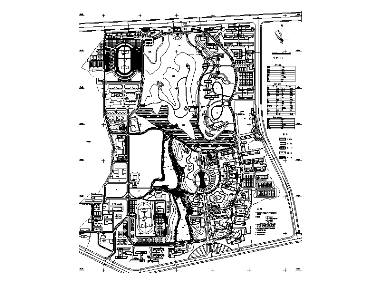 体育公园总图CAD资料下载-大学新校区总图详细规划设计（CAD）