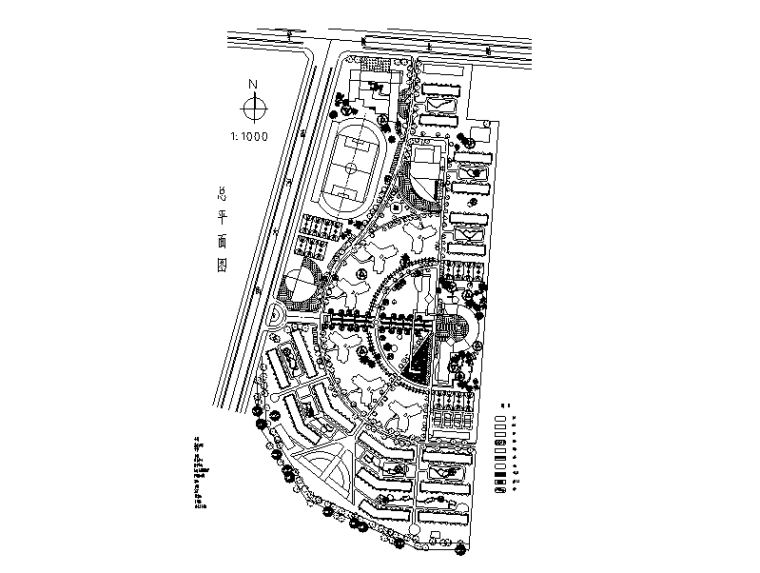 学校总平面图彩平图资料下载-大学城公寓村总平面图规划设计（CAD）