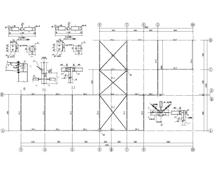 钢结构厂房一跨资料下载-双跨局部二层钢结构厂房结构施工图（CAD）