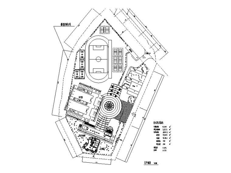 11套中学校园校区规划总平面图设计（CAD）-中学校区规划总平面图设计3