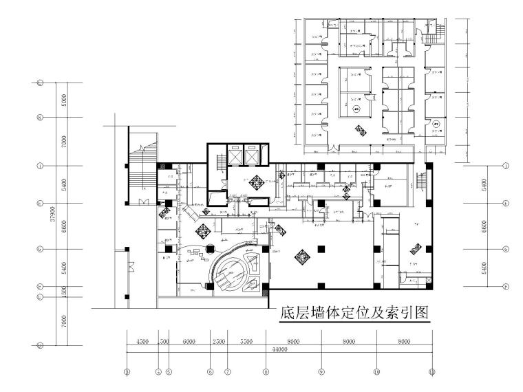 [江西]某四星级酒店桑拿洗浴施工图_水电-04隔墙及定位图