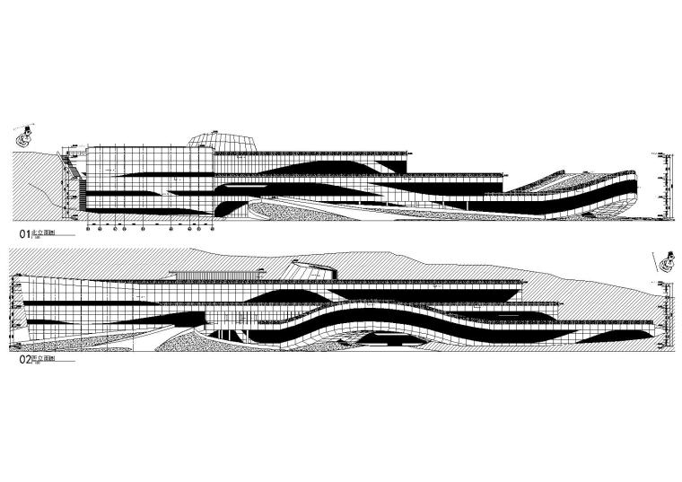 [山东]青岛中国石油大学图书馆二期施工图-建筑立面图