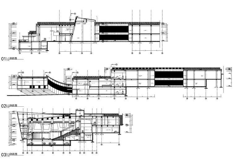 [山东]青岛中国石油大学图书馆二期施工图-建筑剖面图