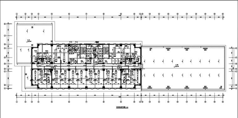 某商业办公楼空调通风防排烟设计施工图-四层通风布置平面图