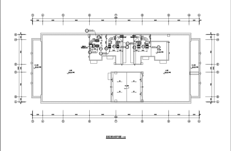 某商业办公楼空调通风防排烟设计施工图-屋顶通风设备布置平面