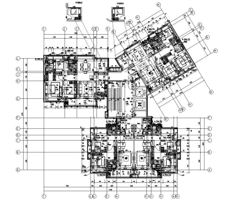 90平户型设计图资料下载-新亚洲风格户型1梯3户型图设计 