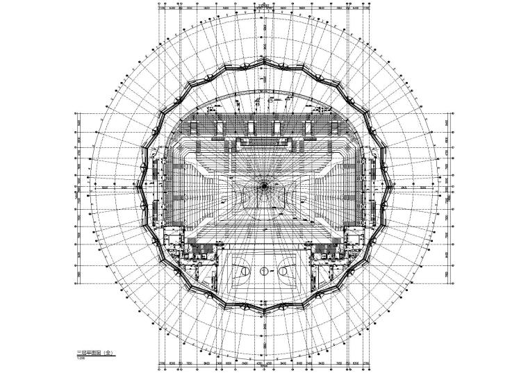 [湖南]邵阳市体育中心建筑工程项目施工图-三层平面图