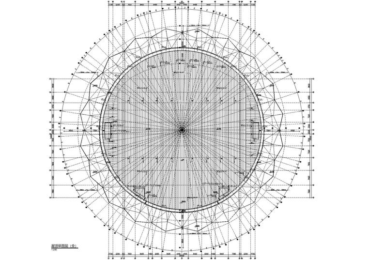 [湖南]邵阳市体育中心建筑工程项目施工图-屋顶层平面图