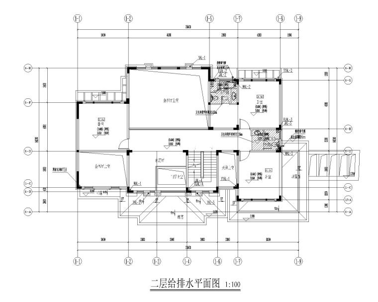 某大型住宅项目给排水图纸含招标文件-二层给排水平面图