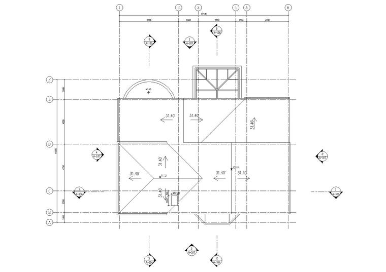 [北京]丽高花园公寓别墅建筑施工图+3D文件-A户型顶层平面图