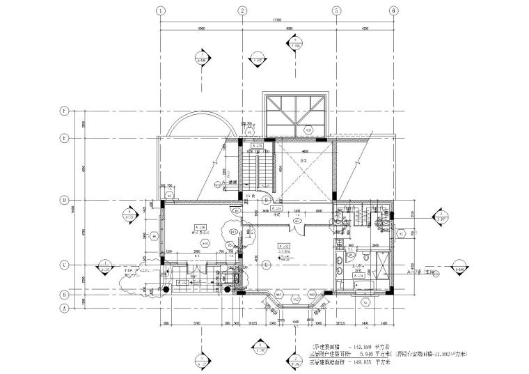 [北京]丽高花园公寓别墅建筑施工图+3D文件-A户型三层平面图