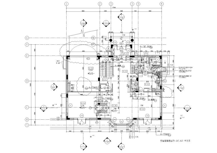 [北京]丽高花园公寓别墅建筑施工图+3D文件-A户型一层平面图