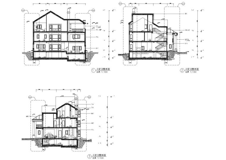 [北京]丽高花园公寓别墅建筑施工图+3D文件-别墅剖面图