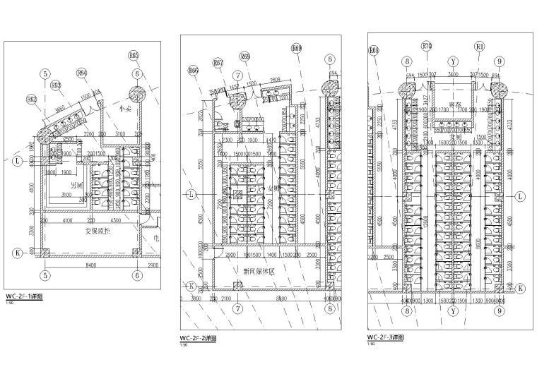 [湖南]邵阳市体育中心建筑工程项目施工图-二层卫生间详图