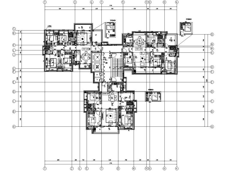 140平住宅户型图资料下载-现代风格保利户型产品标准化140㎡户型图
