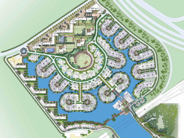 居住区组团规划图资料下载-[广东]南加州风情居住区景观概念规划方案