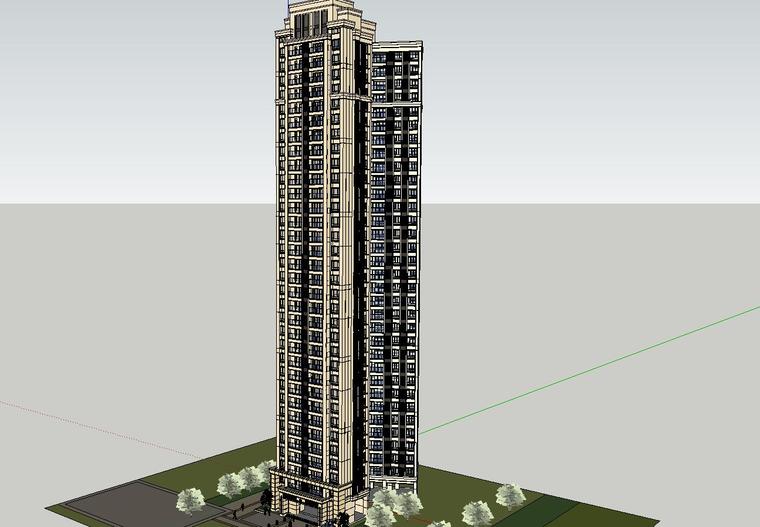 新古典风格知名地产1梯3住宅建筑模型设计-新古典风格知名地产户型1梯3住宅建筑模型设计 (3)