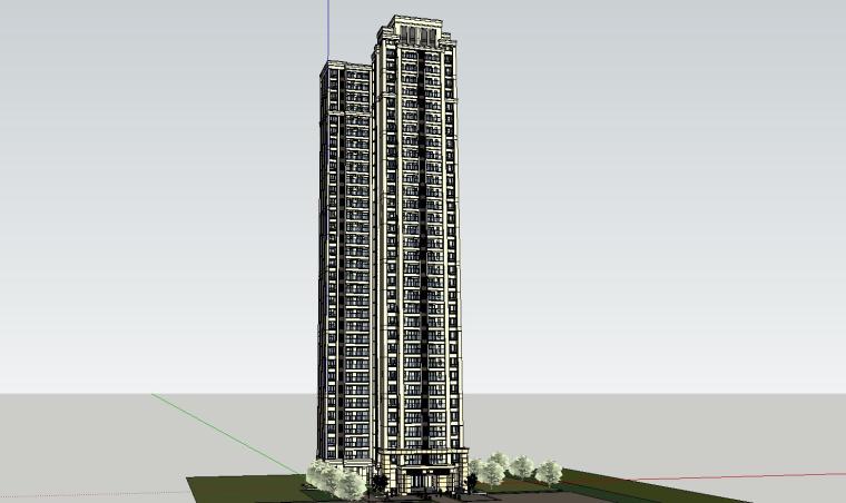 新古典风格知名地产1梯3住宅建筑模型设计-新古典风格知名地产户型1梯3住宅建筑模型设计 (4)