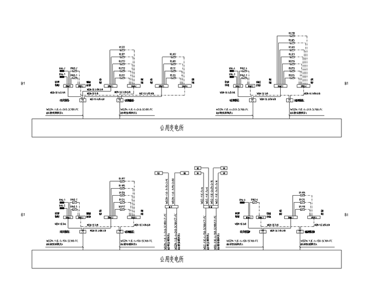 三十二层住宅楼给排水及电气施工图-配电干线系统图