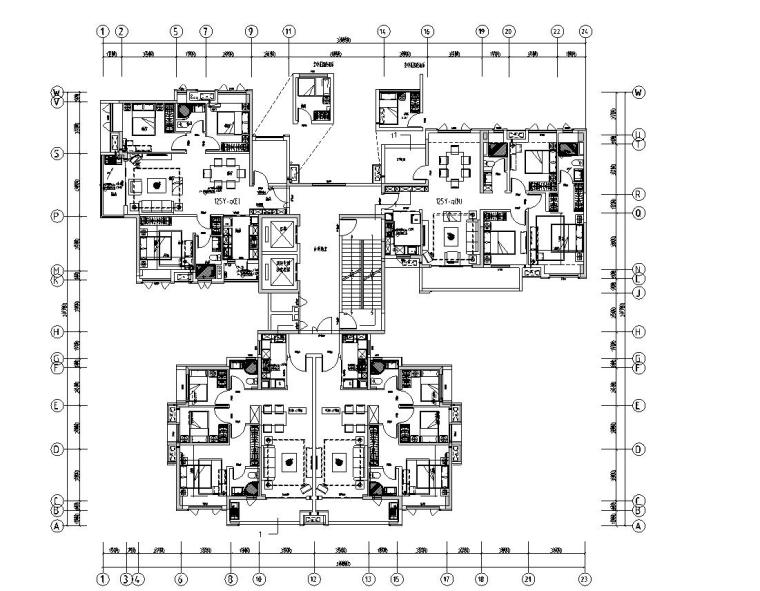 一梯二剪刀梯高层户型资料下载-新古典风格保利户型1梯2户型图设计