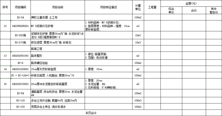 市政工程预算套价范本(含定额)-分部分项工程和单价措施项目清单与计价表3