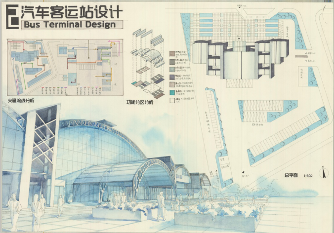 [学生作品]客运站建筑快题设计-客运站建筑快题设计4