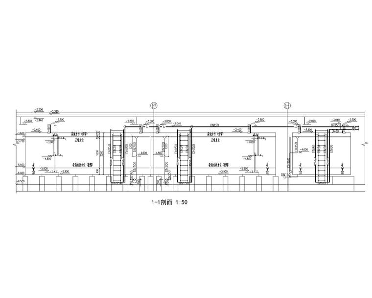 [节点大样图]生活水泵房给排水-1-1剖面