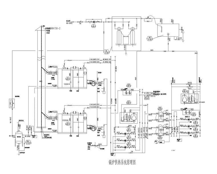 某大型住宅酒店空调通风及防排烟设计施工图-锅炉供热系统原理图