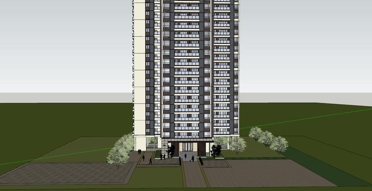 底层架空住宅一梯两户资料下载-现代风格保利户型1梯4户住宅建筑模型