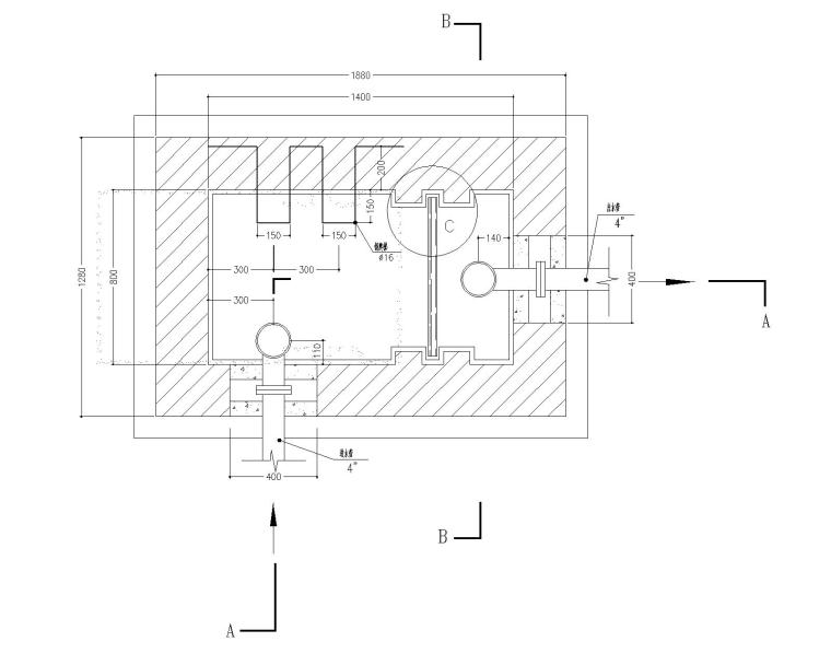 隔油池项目说明资料下载- 隔油池标准图CAD