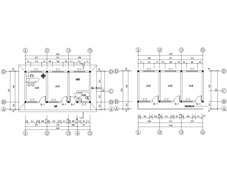 3层办公楼建筑cad图资料下载-二层办公楼砖混结构施工图（CAD含建筑图）