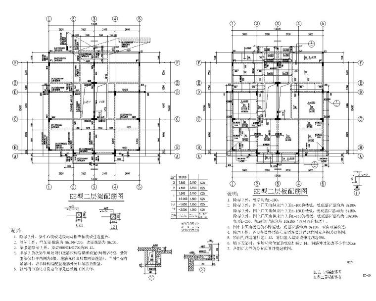 别墅施工图详细资料下载-三层小型混凝土别墅结构施工图（CAD）