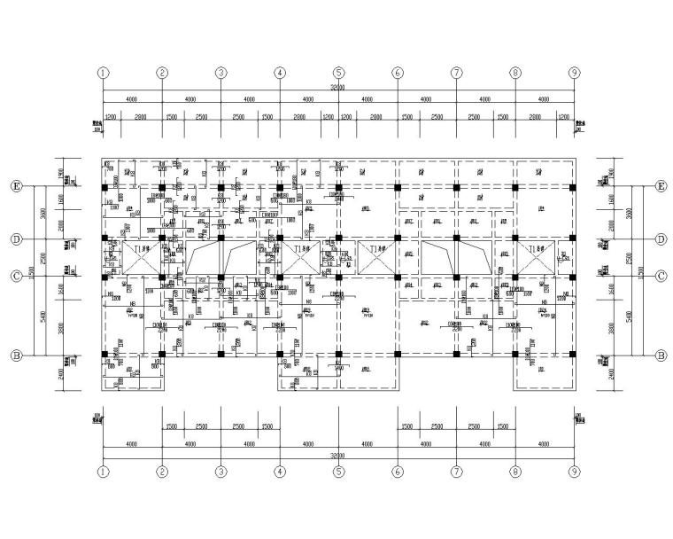 四户跃层cad施工图资料下载-四层住宅混凝土结构施工图（CAD）
