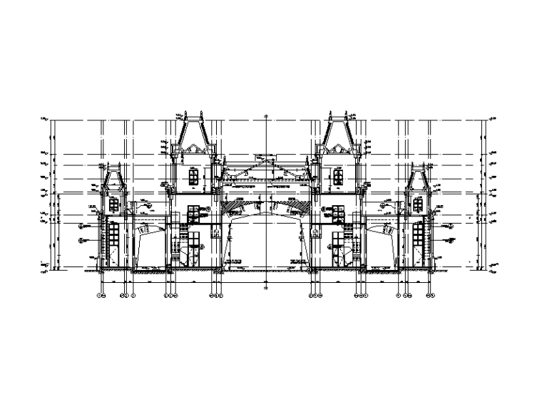 眉山知名地产悦府主大门建筑施工图设计（CAD）-1-1剖面图