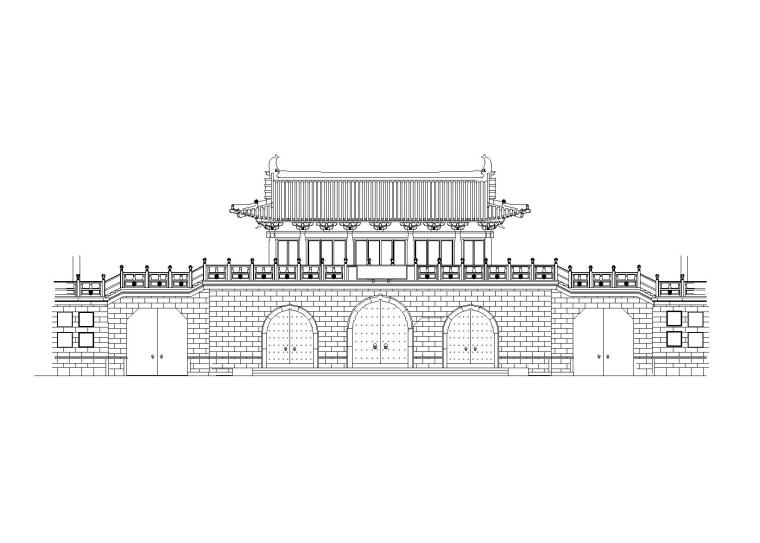 仿古酒店建筑施工图CAD资料下载-仿古山门建筑施工图（CAD）