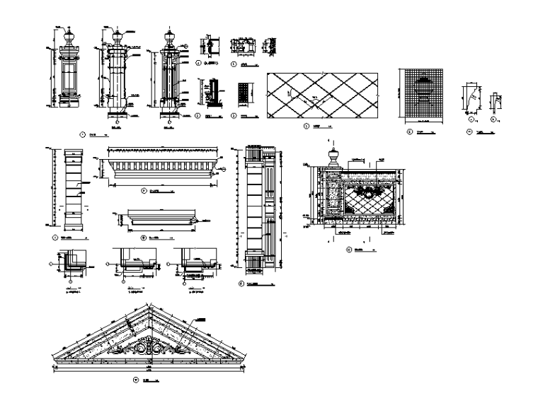 眉山知名地产悦府主大门建筑施工图设计（CAD）-节点大样图2