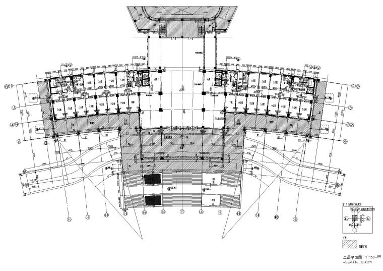 [江苏]启东市行政综合服务中心建筑施工图-二层平面图