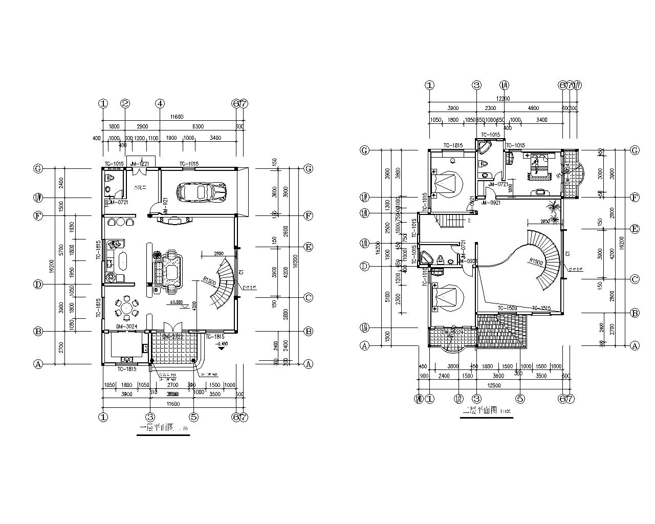 三层砖混结构别墅设计施工图(cad)